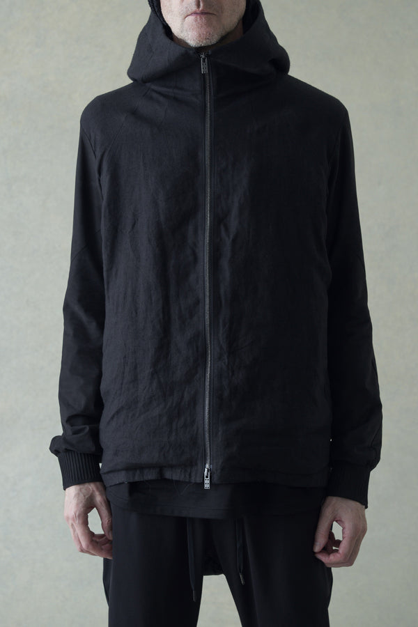 DEVOA 24 spring and summer calfskin sleeve woven jacket LEF-USCH black